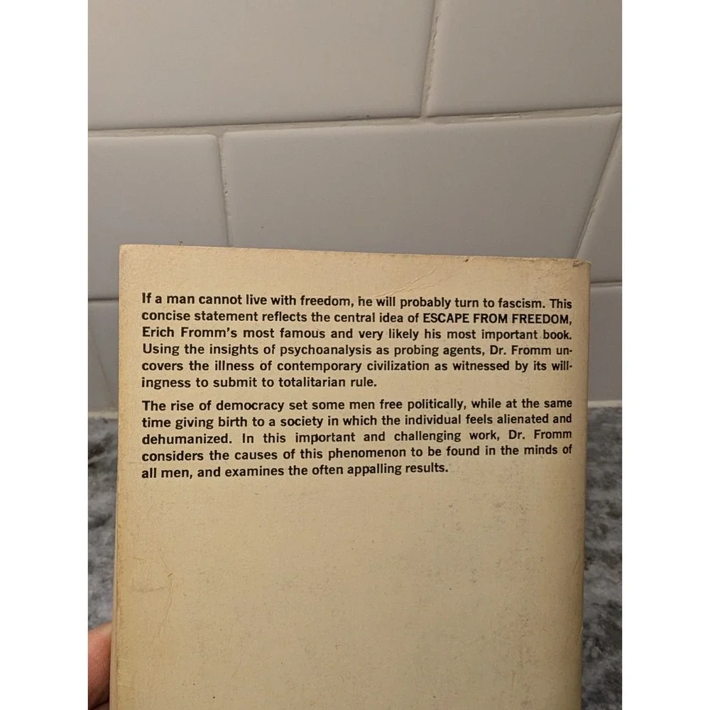 Escape From Freedom Erich From 1965 Paperback‎ - Discus Books